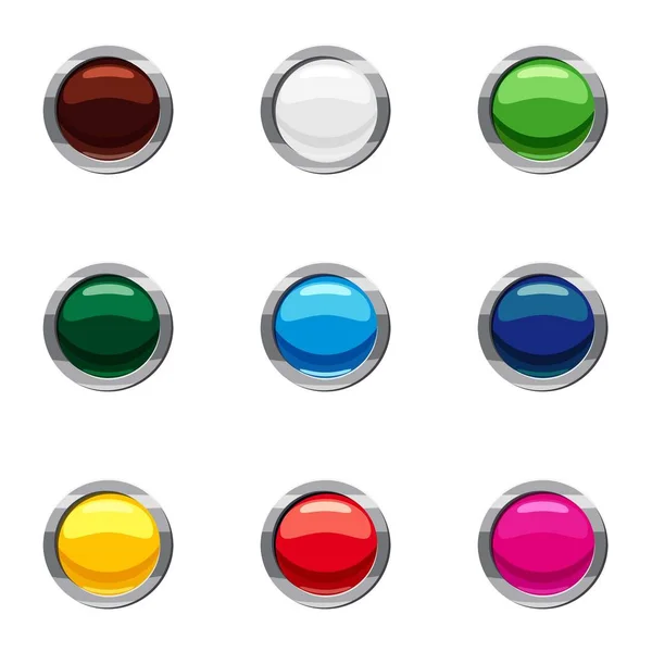 Kinds of online buttons icons set, cartoon style — Stock Vector