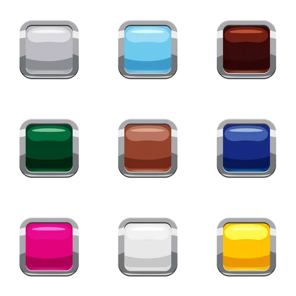 Types of online buttons icons set, cartoon style — Stock Vector