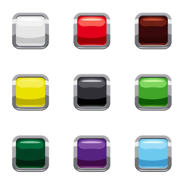 Selection buttons icons set, cartoon style