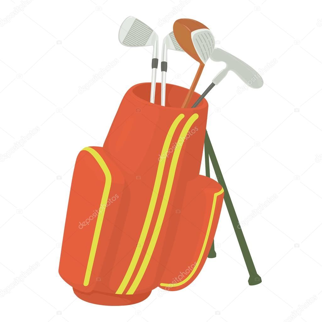 Golfing bag icon. Cartoon illustration of golfing bag vector icon for web