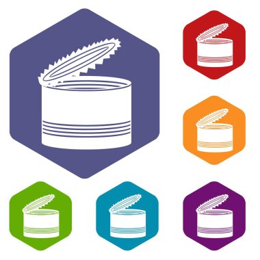 Açık teneke kutu Icons set