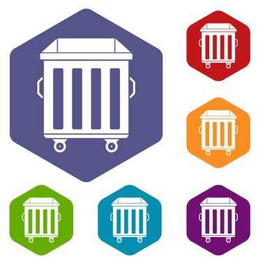 Çöp üzerinde tekerlekler Icons set