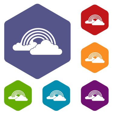 Gökkuşağı ve bulutlar Icons set