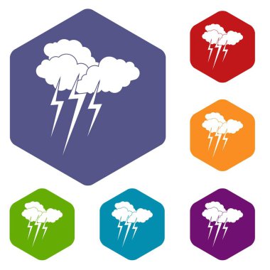 Lightning'ler Icons set ile bulut