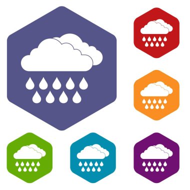 Bulut ve yağmur Icons set