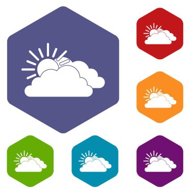 Güneş ve bulut Icons set