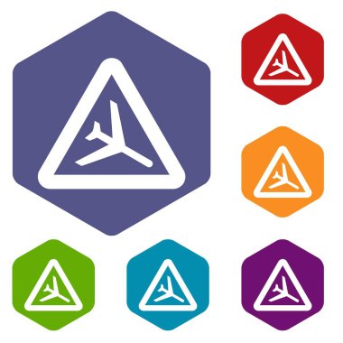 Uyarı işareti düşük uçan uçak simgeler kümesi