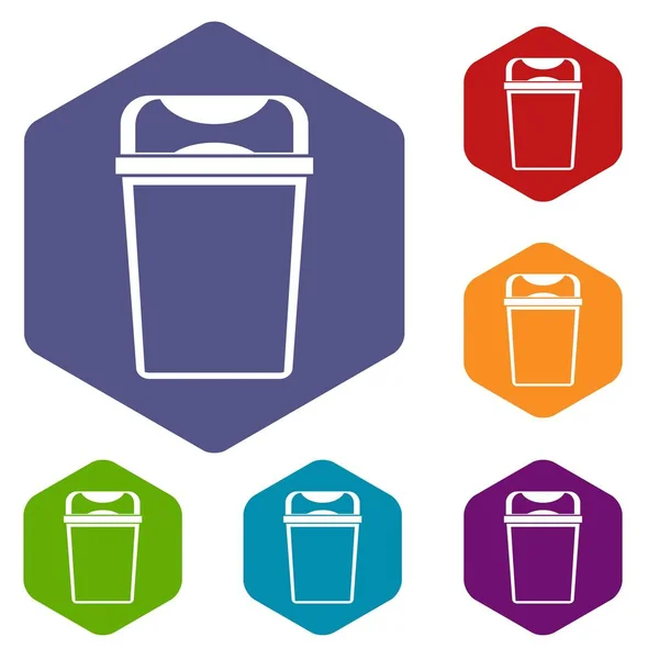 Conjunto de iconos de cubo de basura — Vector de stock