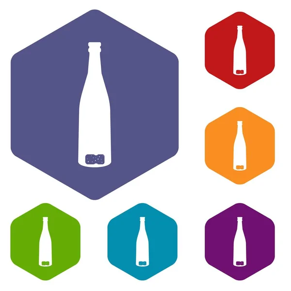 Conjunto de iconos de botella de vino vacía — Vector de stock
