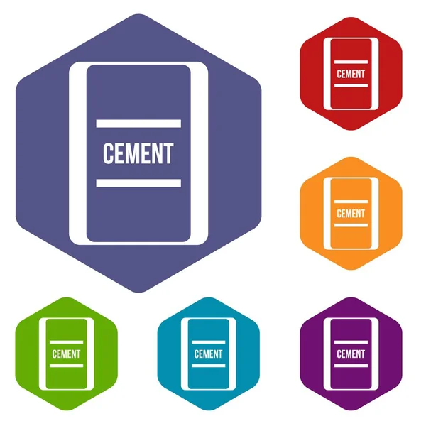 En påse cement ikoner anger — Stock vektor