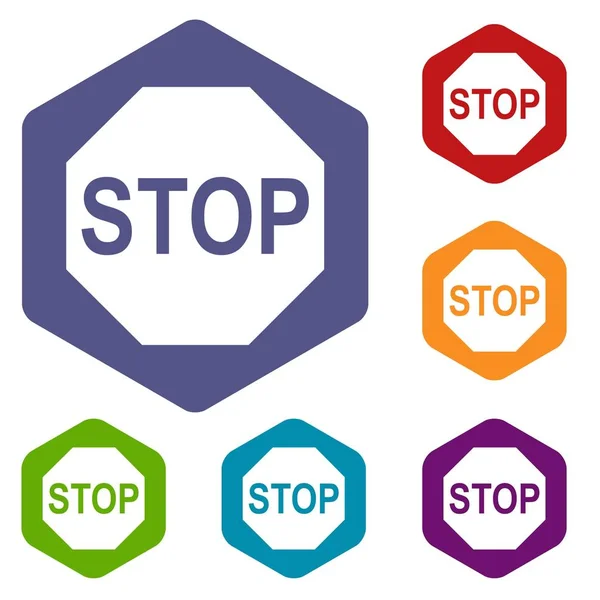 Ensemble d'icônes stop sign — Image vectorielle