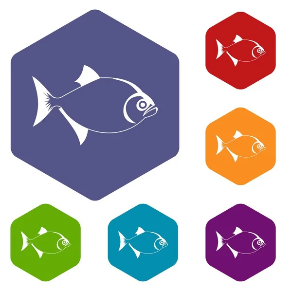 Conjunto de iconos de pescado — Vector de stock