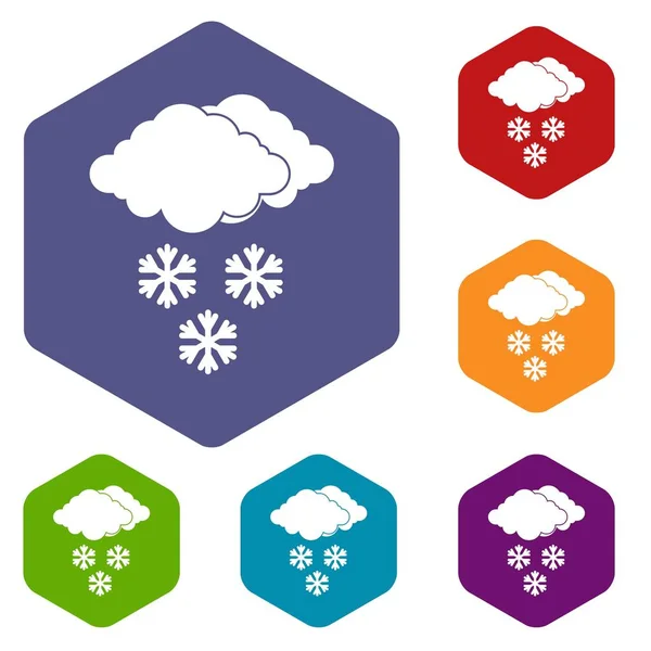 Cloud and snowflakes icons set — Stock Vector