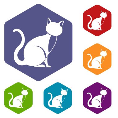 Kara kedi Icons set