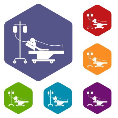 Bir damla Icons set yatağa hastada
