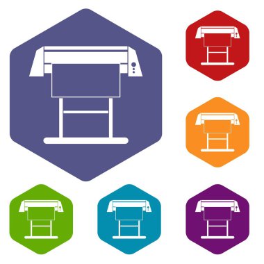 Geniş formatlı mürekkep püskürtmeli yazıcı Icons set