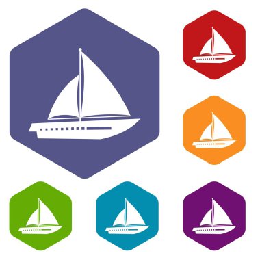 Yelkenli yat Icons set