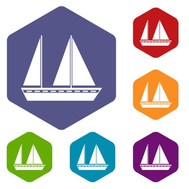Yelkenli tekne Icons set