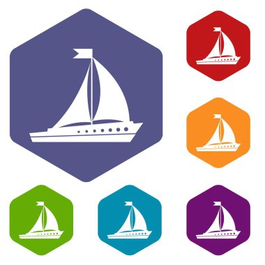 Yelken gemi Icons set