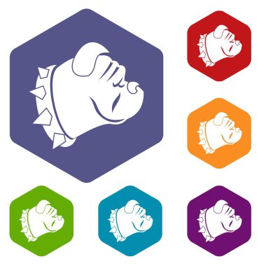 Bulldog köpek Icons set