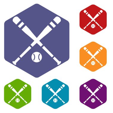 Beyzbol sopası ve topu Icons set