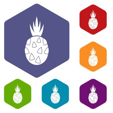 Pitaya, dragon meyve Icons set