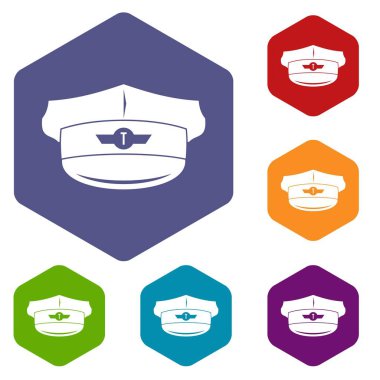 Cap taksi sürücüsü Icons set