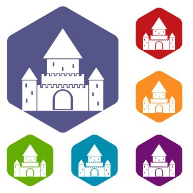 Chillon Castle, İsviçre Icons set