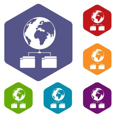 Gezegen ve iki klasör simgeleri ayarla