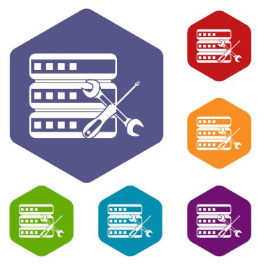 Veritabanı tornavida ve somun anahtarı simgeler kümesi ile