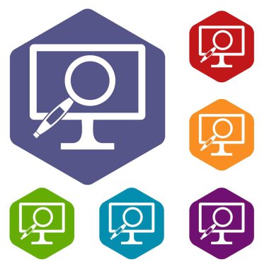 Bilgisayar monitörü Büyüteç Icons set