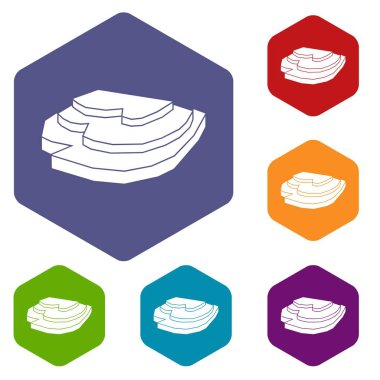 Pirinç alan Icons set