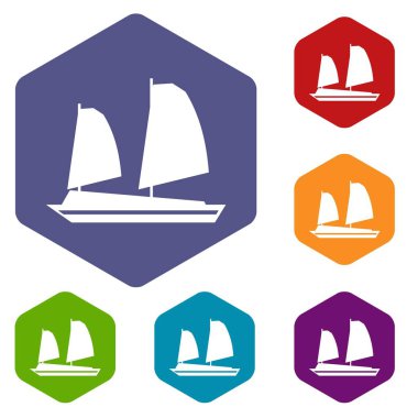 Vietnamca önemsiz tekne Icons set