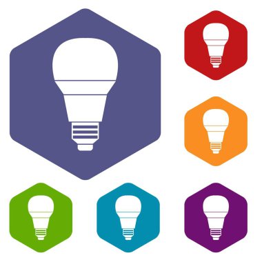 Parlayan Led ampul Icons set