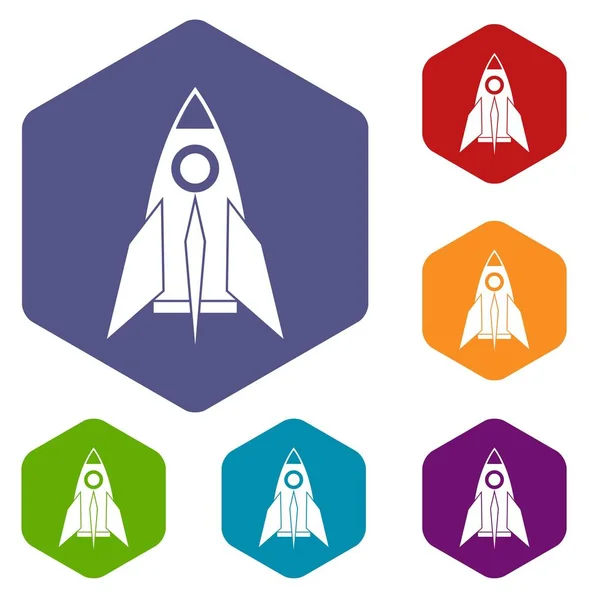 Cohete iconos conjunto — Vector de stock