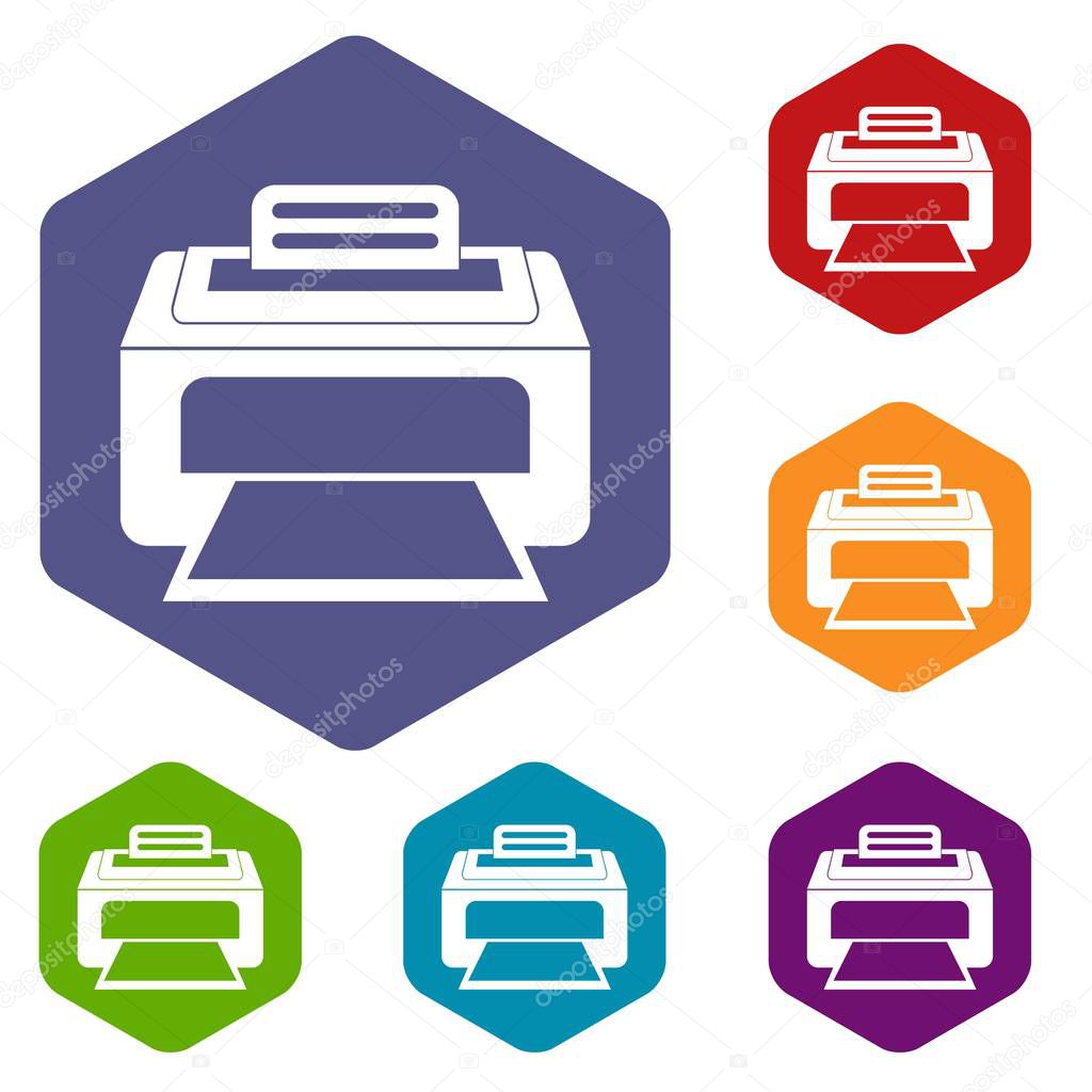 Modern laser printer icons set