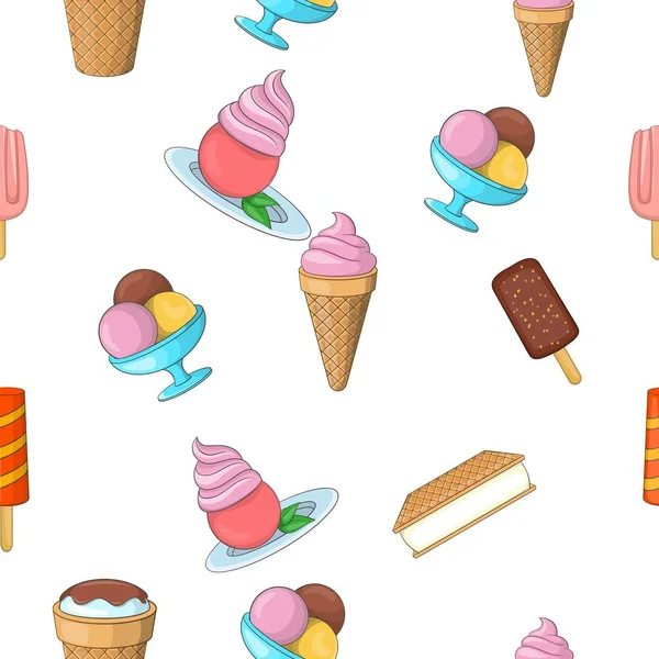Padrão de sorvete, estilo dos desenhos animados —  Vetores de Stock