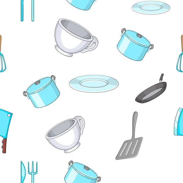 Kitchenware pattern, cartoon style — Stock Vector