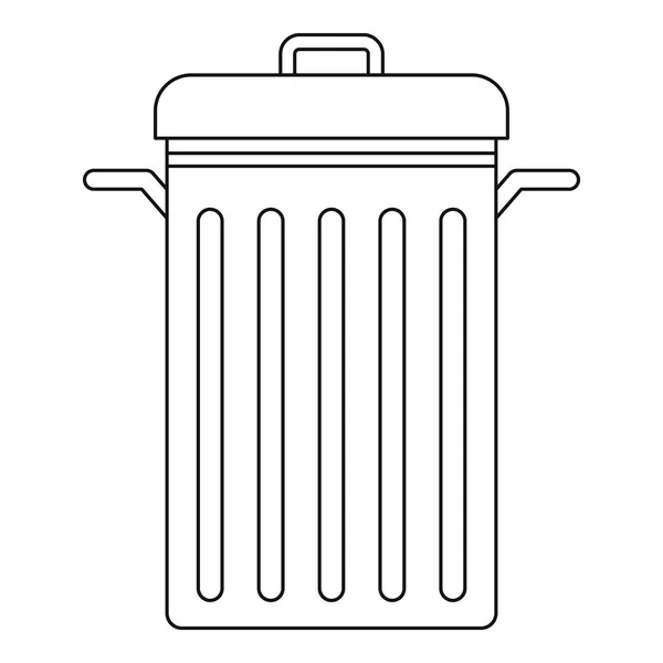 Mülleimer mit Deckel-Symbol, Umriss-Stil — Stockvektor