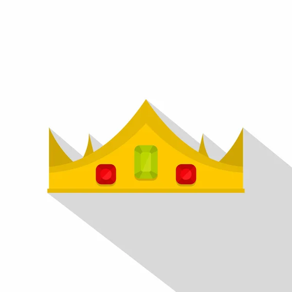 Gold royal crown icon, flat style — Stock Vector