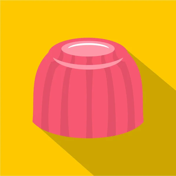 Pink fruit jelly icon, flat style — Stock Vector