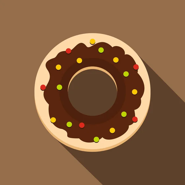 Ícone de donut de chocolate, estilo plano —  Vetores de Stock