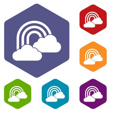 Gökkuşağı ve bulutlar Icons set