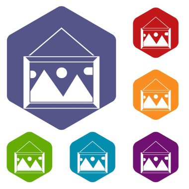 Duvar Icons set bir çerçeve içinde resim