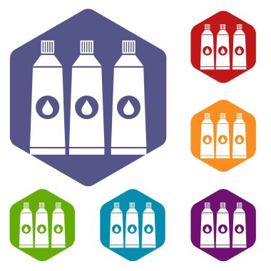 Üç tüp boya simgelerle ayarla