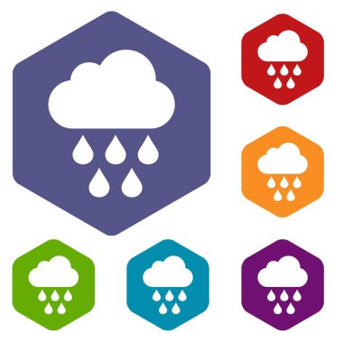 Icons set bulut ile yağmur damlaları