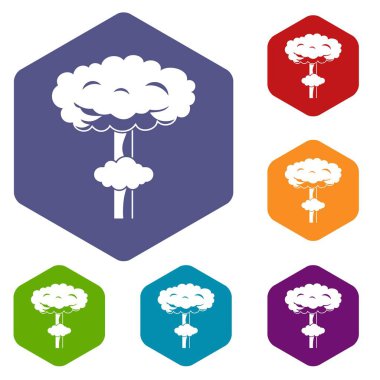 Nükleer patlama Icons set