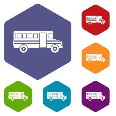 Okul otobüsü Icons set