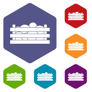 Karpuz ahşap sandık Icons ayarla