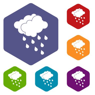 Bulutlar ve su damla Icons set